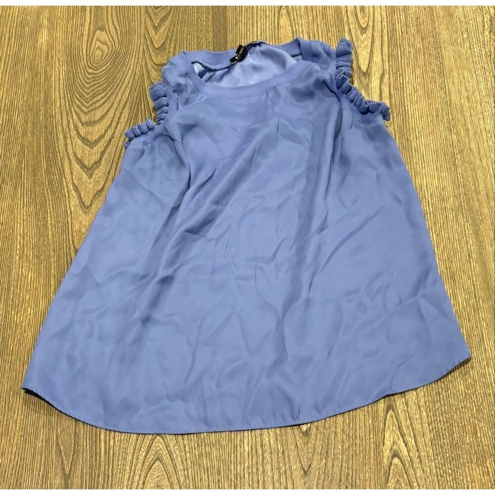 Express Womens Ruffle Sleeveless Blouse Top Crewneck Stretch Lavender Size S